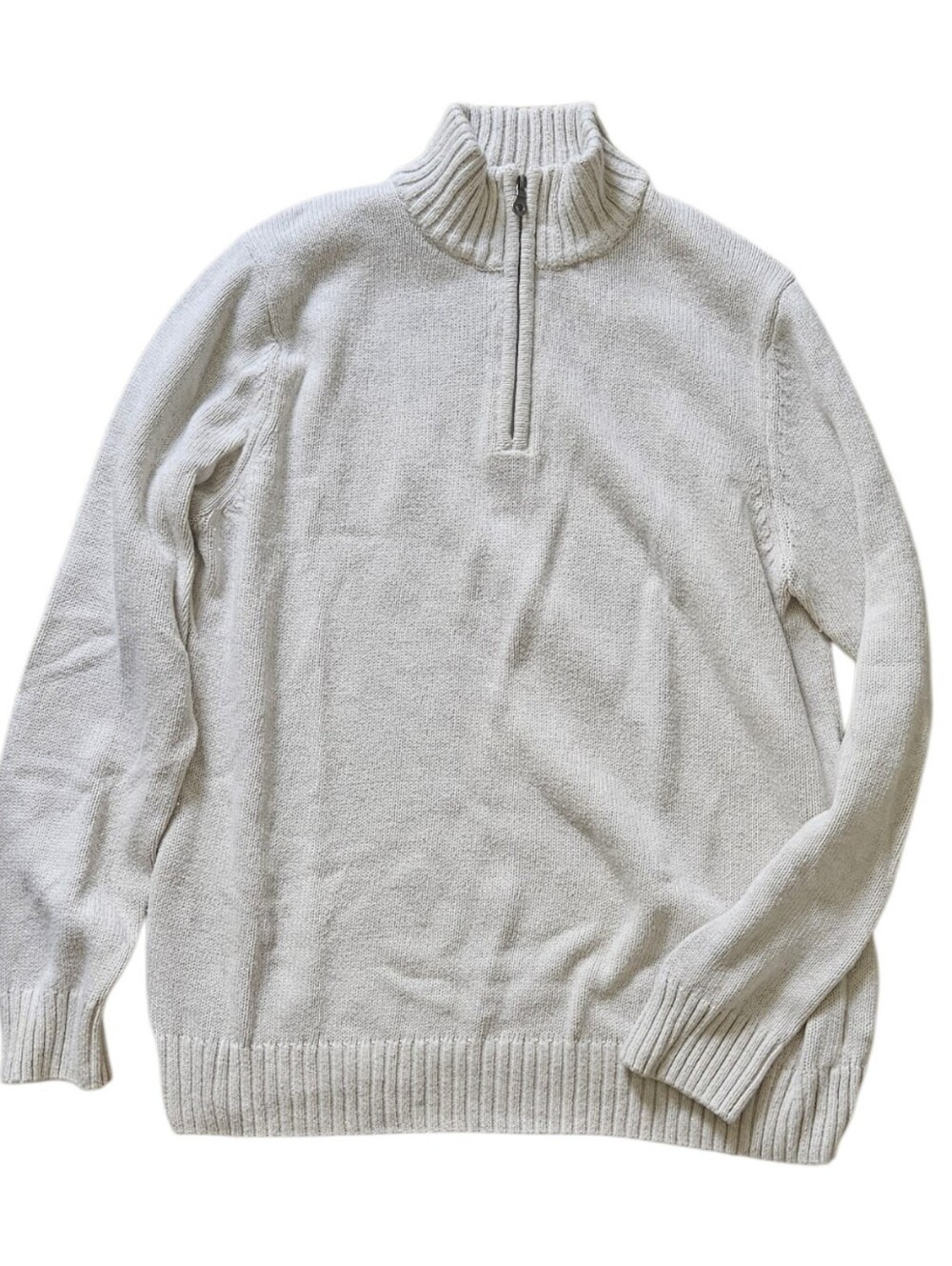 Croft & Barrow Men’s Cream Quarter-Zip Knit Sweater (Size M)